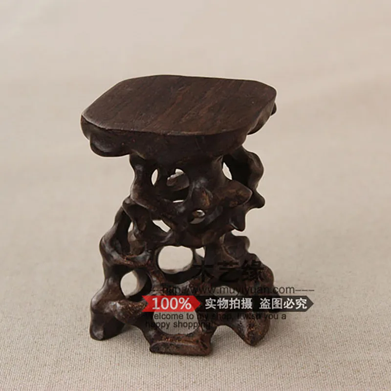 Wood Carving Handicraft Ornaments, strange Stone Base, Solid Wood Hollow Root Carving, Jade Teapot Base, Wooden Flower Shelf