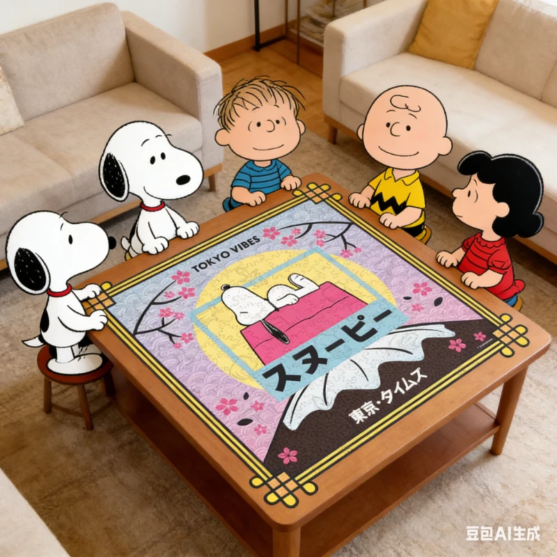 

Peanuts Anime Snoopy Tokyo Theme Wooden Jigsaw Puzzle Japanese Style Scenery Puzzle Toy Home Decoration Festival Gift for Adults