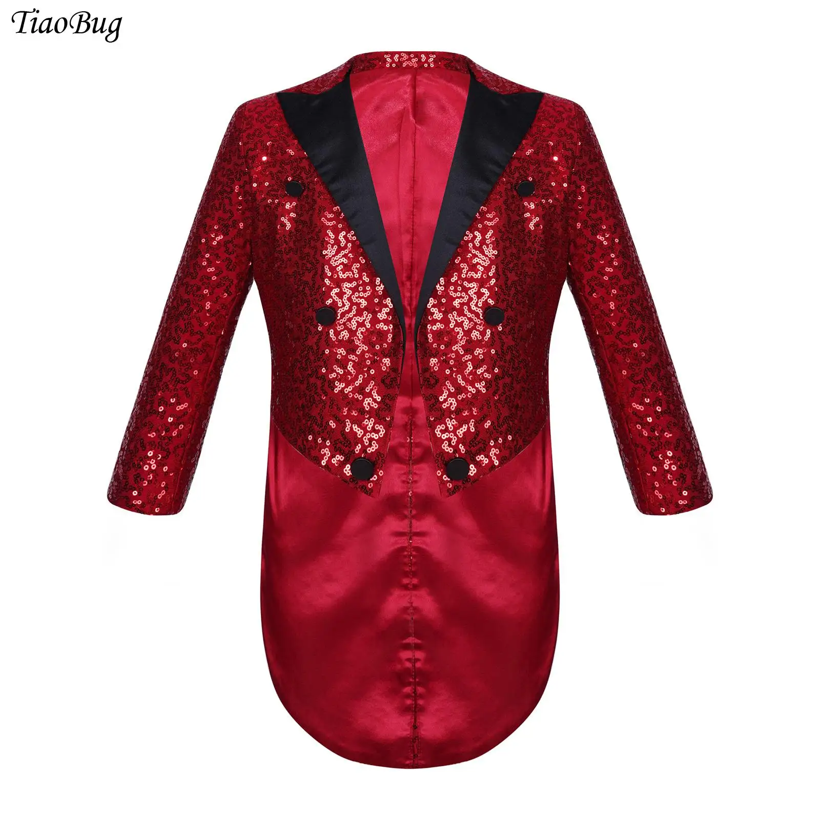 

Little Boys Long Sleeve Sequin Blazer Tuxedo Coat Magic Shows Circus Performance Costume Wedding Party Tailcoat Gentleman Suits