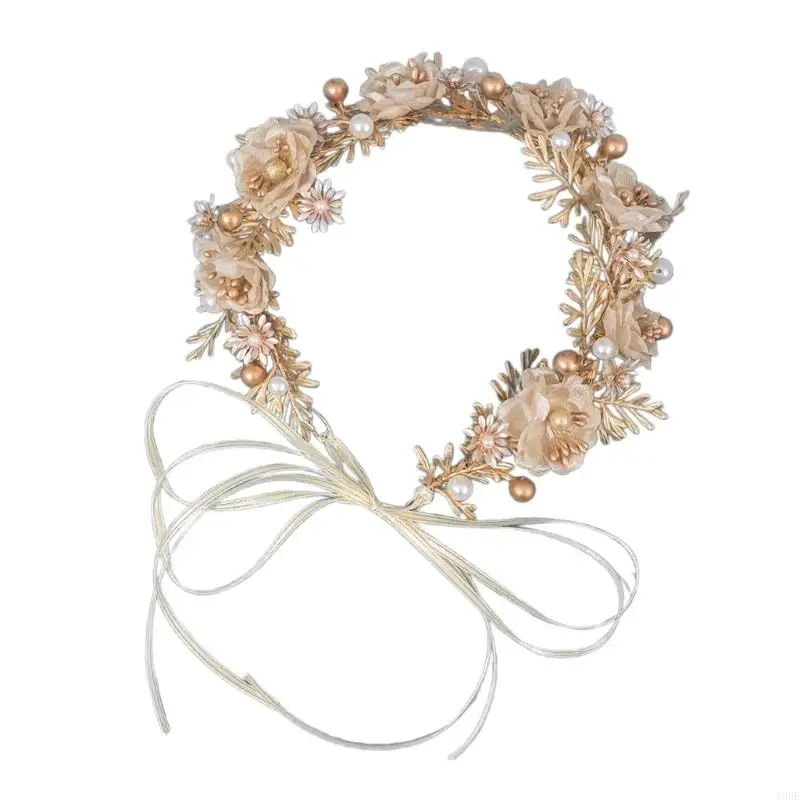 y3ne أنيقة أوراق ذهبية الأنيقة التيجان الزفاف مضفر