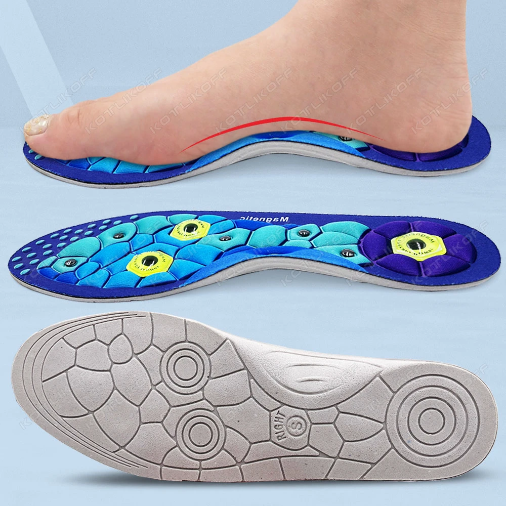 

Магнитотерапевтические массажные стельки с поддержкой свода стопы, против усталости, мягкие амортизирующие дезодоранты для бега, здоровые подушечки для ног