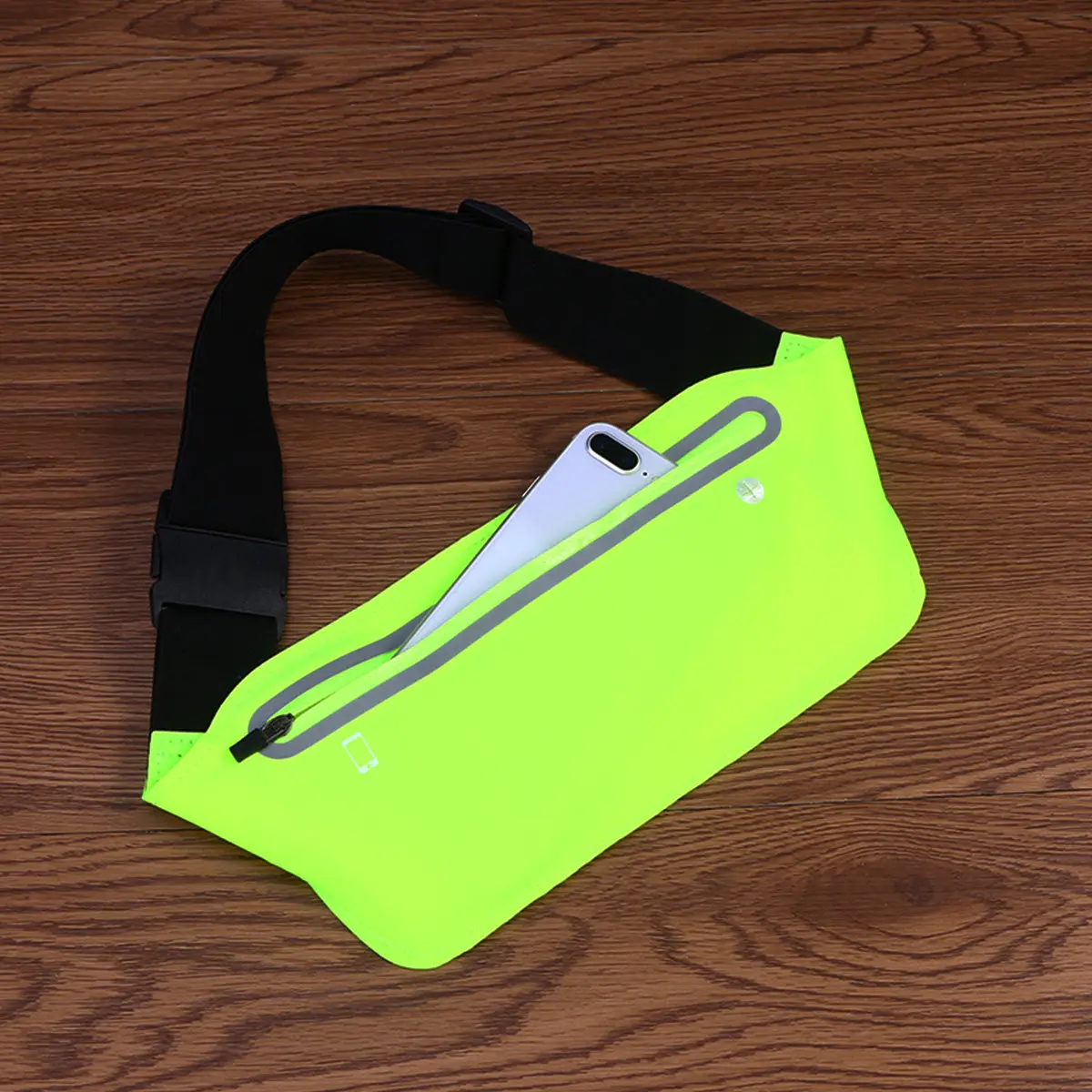 Running Belt Ultra Thin 1.5mm 2.3oz Waist Pack Reflective Safety Strip Water Resistant for Smartphones Keys Cards Energy