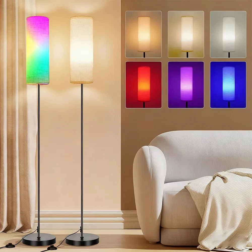 

Светодиодный торшер RGB, торшер с регулируемой яркостью для гостиной, спальни, игр, светодиодная лампа с абажуром, современная высокая лампа (белый)