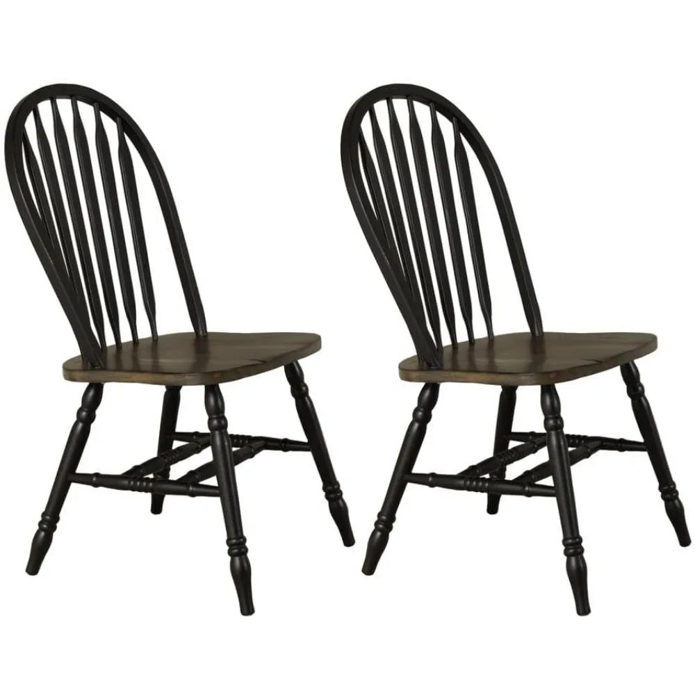 

Элегантный набор из 2-х боковых стульев Windsor из массива черного каучукового дерева для стильной столовой по Industries