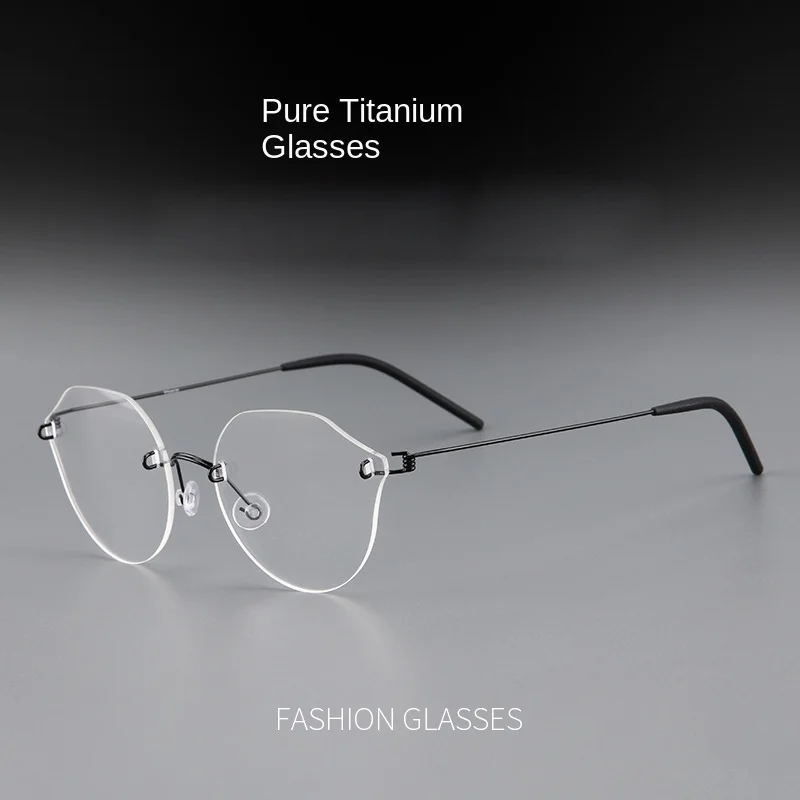 

Ultra-light glasses frame polygonal retro glasses frame pure titanium myopia glasses frame screwless frameless glasses frame