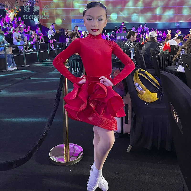 

Румба, сальса, танго, национальный стандарт, костюм для соревнований по латинским танцам, платья для бальных танцев для девочек, тренировочная одежда