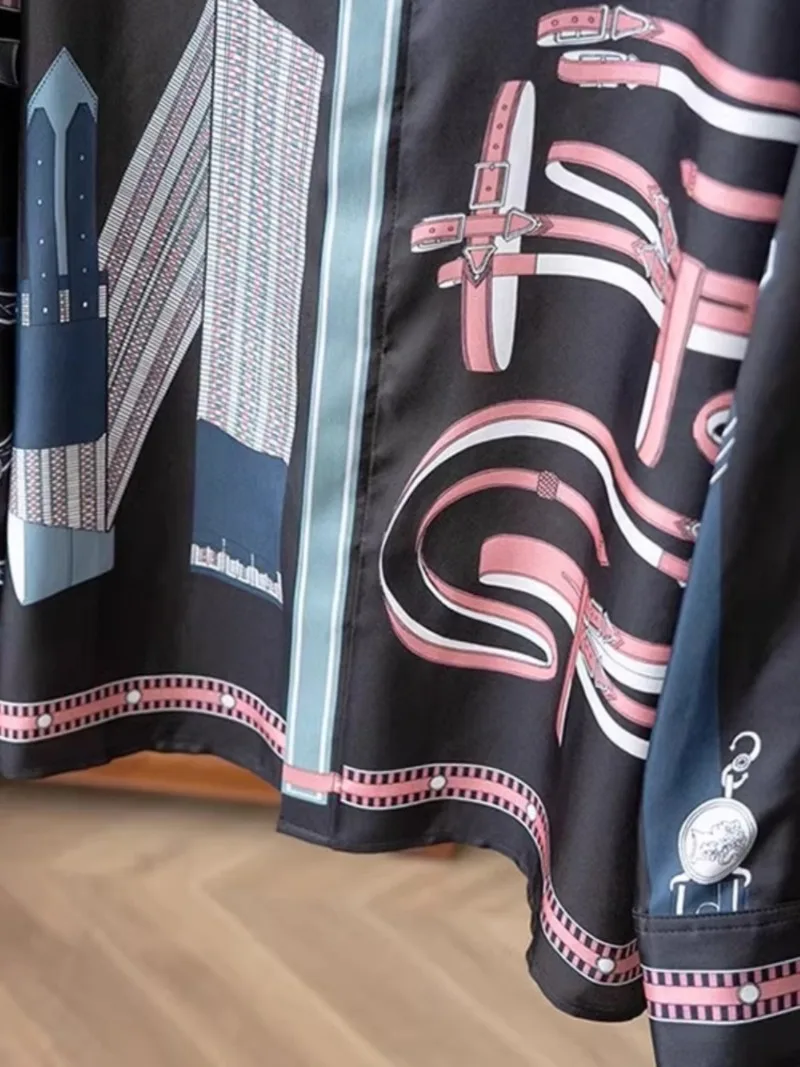 Vintage Damen Blusen Bedruckte Freizeithemden Mode Lose Sommer Koreanische Kleidung Langärmelige Satin Damen Tops