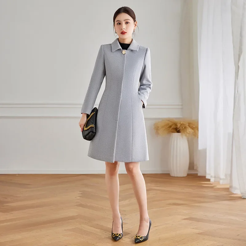 Wool woolen coat women's professional clothing autumn and winter hotel front desk reception sales department jewelry store work