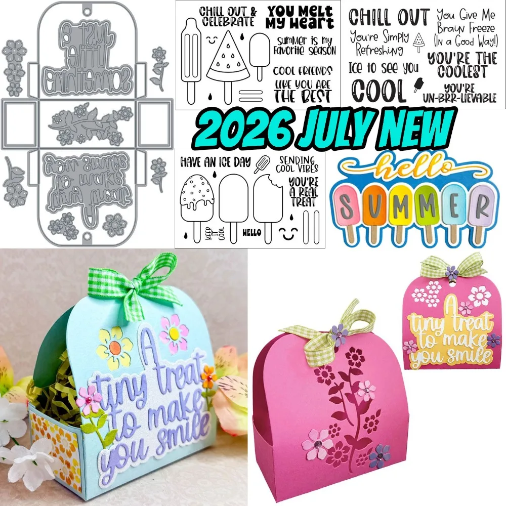 smiling Ice Cream 2026 July New Cutting Dies Scrapbook Diary Decoration Stencil Embossing Template DIY Greeting Card Handmade