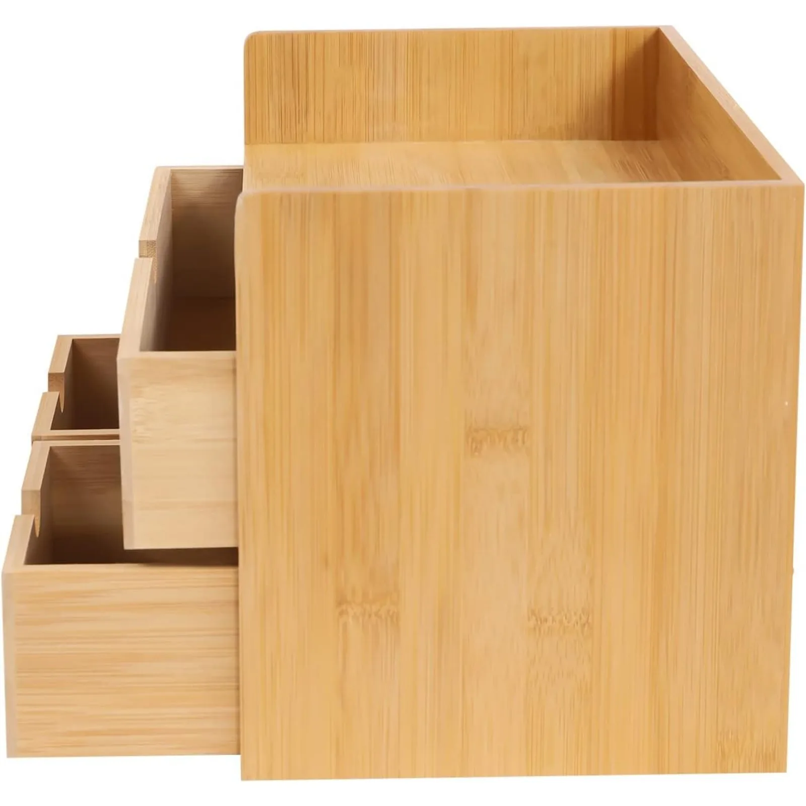 Bamboo Storage Box, Mini-Tabletop Craft Box Cosmetic Storage Drawer with Handle, Desk Sorter for Notes, Paper Clips, Bills, Pens