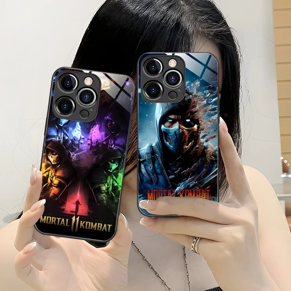 Mortal Kombat Scorpion Mobile Cell Phone Case for iPhone 16 15 14 13 12 11 X XR XS 8 Pro Max Plus Mini PC Glass Cover Shell