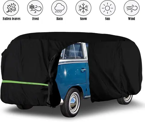 1 Set Car Cover Waterproof All Weather Compatible For VW BUS T1 T2 T3 1950-1992 With Door Zipper Windproof With Storage Bag
