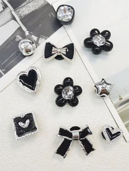 10PCS Shoe Charms ABS Decorations Accessories DIY Clog Buckle 2024 Popular Bow Design Rhinestones Floral Fit Lady Beach sandals
