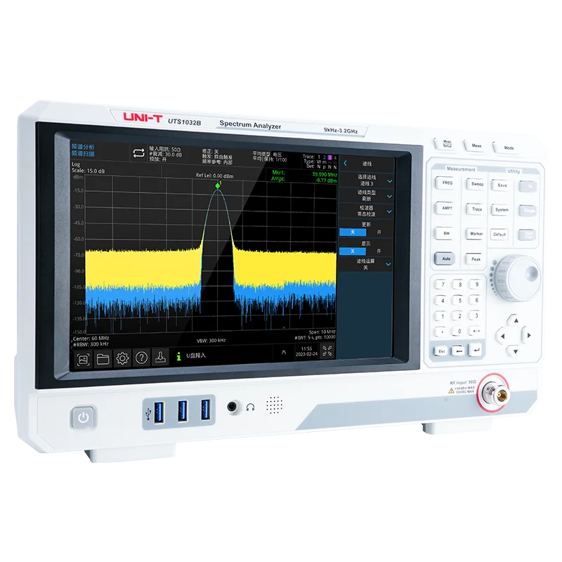 

UNI-T UTS1032T Spectrum Analyzer 9 KHz - 3.2 GHz -98dBc/Hz RBW 1Hz-1MHz -161dBm 10.1 Inch Touch Screen With Tracking Source