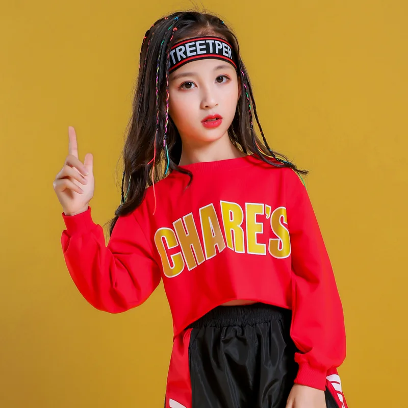 Kids Hip Hop Crop Top Clothes Sets Girls Sweatshirt Joggers Child Streetwear Street Dance Pant Outfits Teen Jazz Stage Costumes