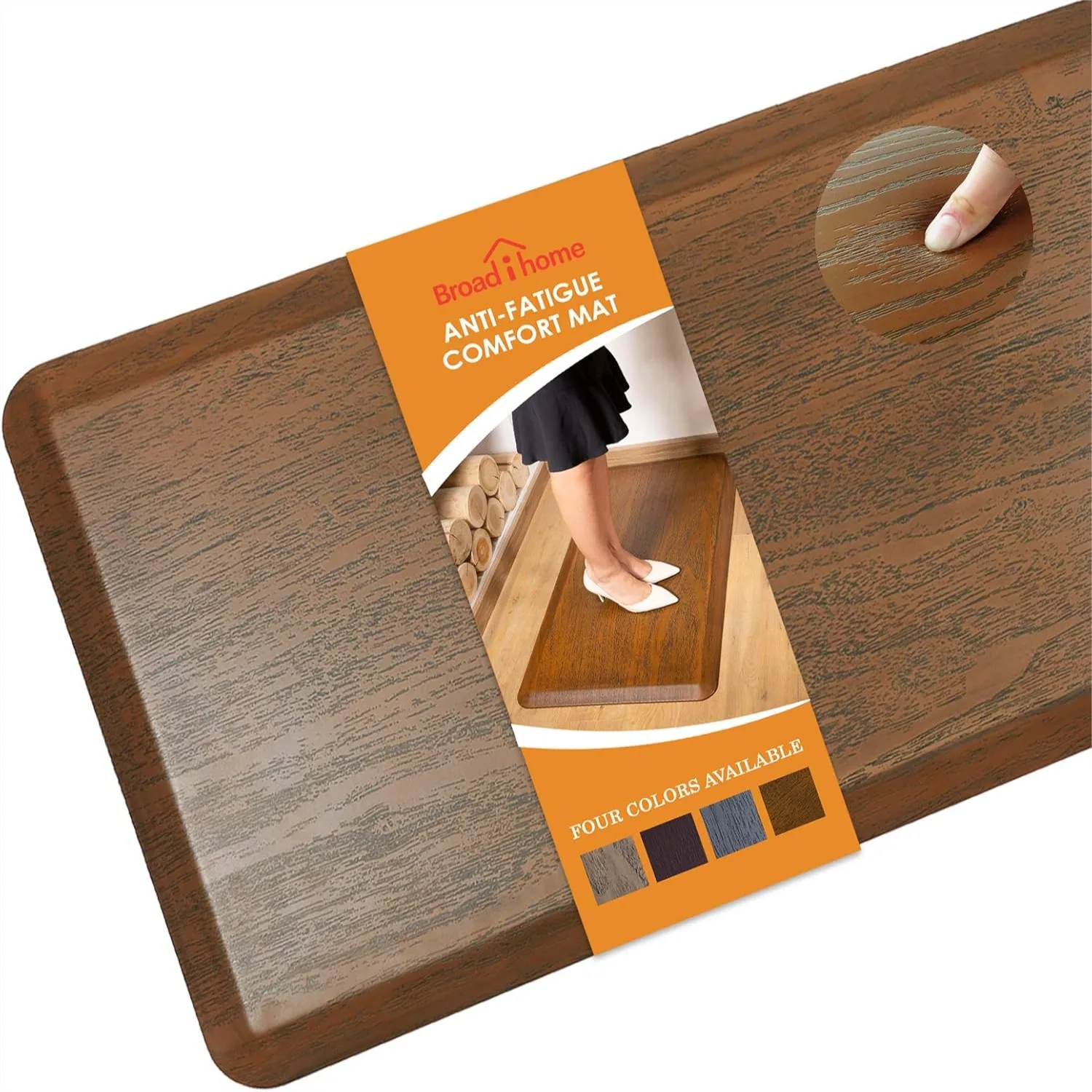 

3/4'' Anti Fatigue Comfort Mat for Standing Desks, Waterproof Non-Slip Kitchen Floor Mat, Caramel Wood Grain 20x39