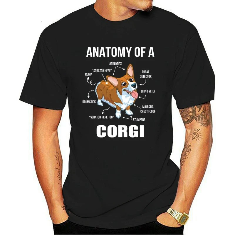 2024 Fashion Hot sale Comfortable Anatomy Of A Corgi Funny Dog Standard men Shirt Tee shirt 2024 Male vintage Casual camisetas