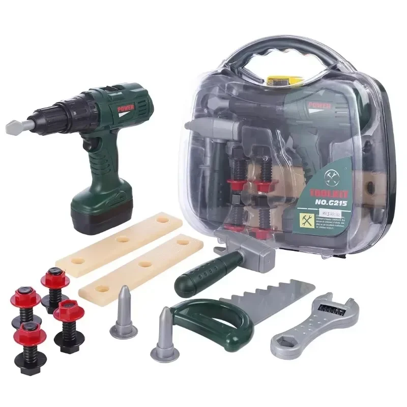 Outil de réparation créatif, ensemble d'outils d'entretien, boîte à outils, jouet de jeu de simulation, outil de jardin à domicile, perceuse électrique, ensemble de marteau de scie, cadeau pour enfants garçons