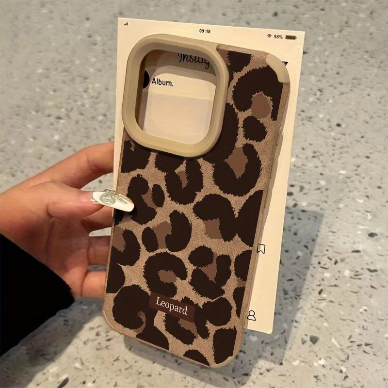 Halloween New Brown Leopard Print Phone Case for iPhone 17 16 15 14 13 12 11 Pro Max 16 15 Plus 17 AirXS XR  Faux Leather Cover view 3