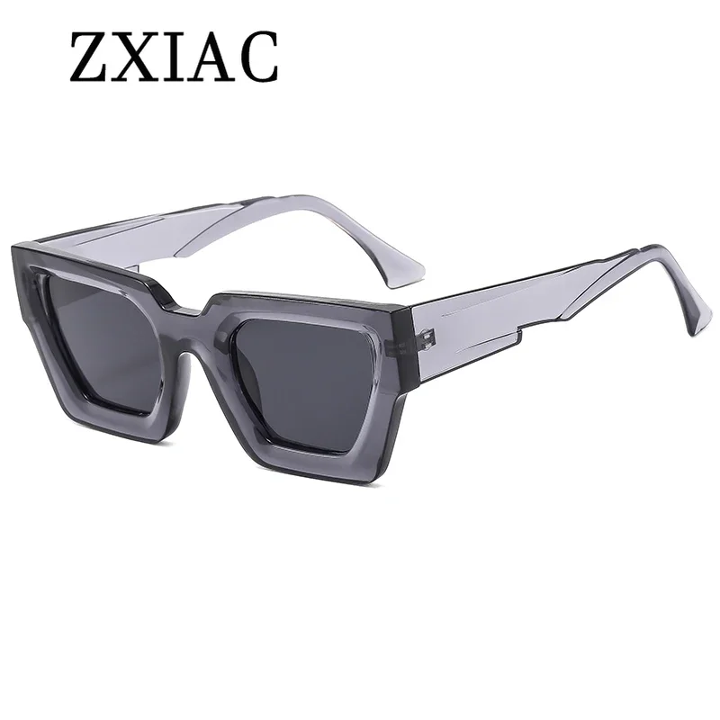 ZXIAC Fashion Cat Eye Wide Temple Frame Sunglasses Women Vintage Casual Black Lens Glasses for Men 90s Gafas De Sol Mujer UV400