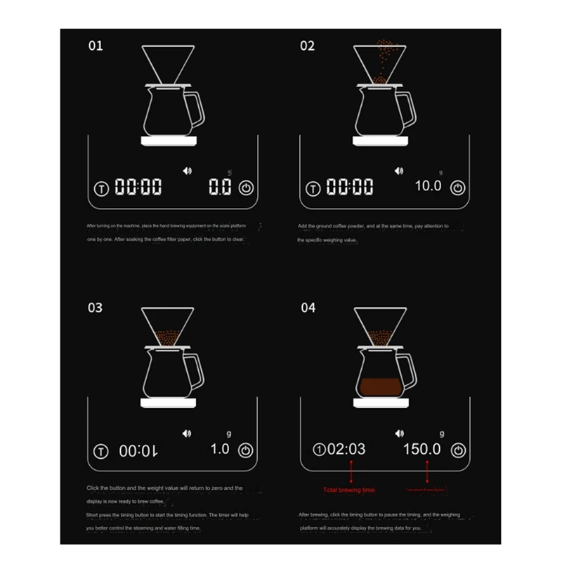 Coffee Scale , 0.1G Precise Graduation, Portable Pocket Scale Multi-Function Timing Kitchen Scale