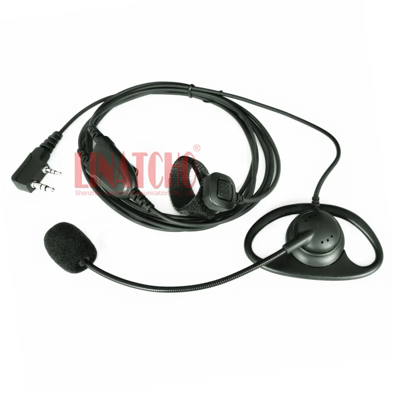 2 Pins K type Connector D shape Earhook Ear Bar Mouth Microphone Finger PTT Button Walkie Talkie Earphone view 5
