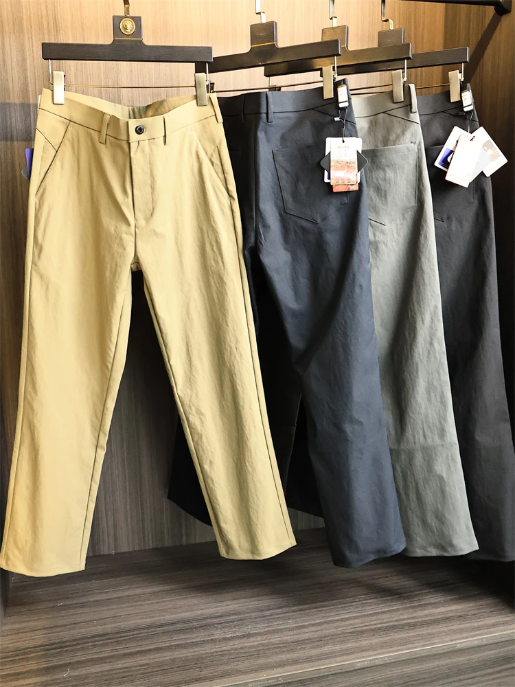 

Men's Casual Straight Leg Pants Breathable High Densi Windproof Comfortable Polyester Fiber Daily Commute Busin Wear