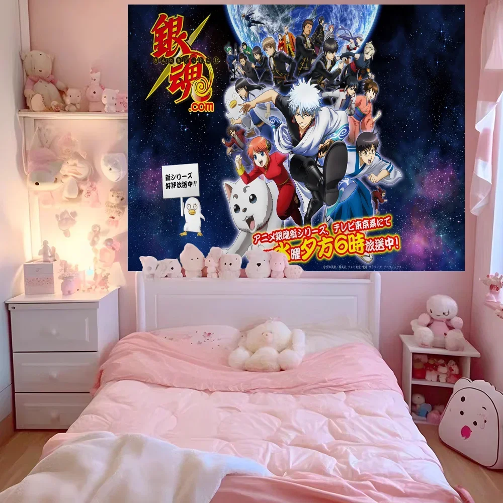 جينتاما مطبوعة كبيرة نسيج الجدار شنقا التارو الهبي جدار السجاد النوم ديكور المنزل #6