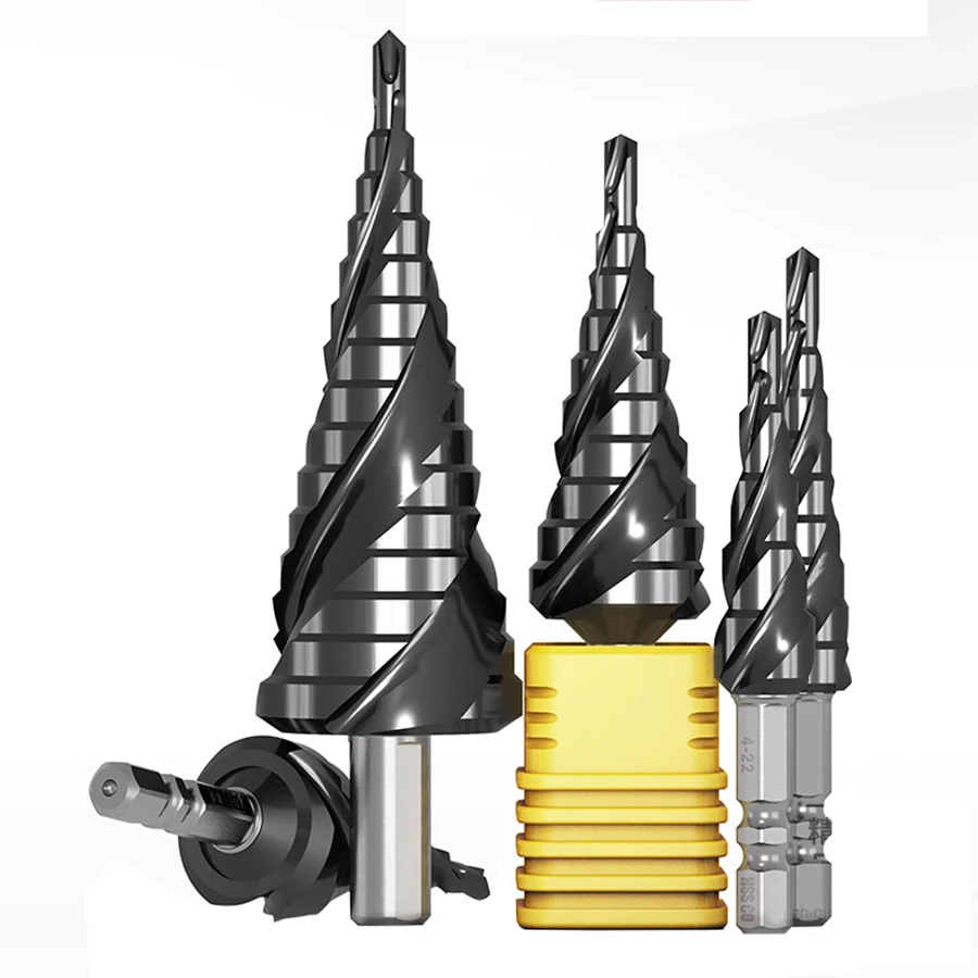 Pagoda drill containing cobalt 3-blade multi-functional metal conical reamer stainless steel aluminum alloy punching step drill