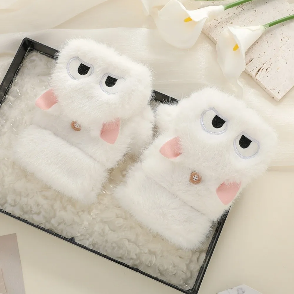 

Перчатки с половиной пальца, утепленные зимние варежки с откидной крышкой с героями мультфильмов, сохраняющие тепло, морозостойкие короткие перчатки без пальцев для студентов и девочек