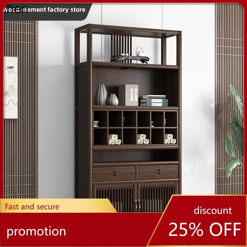 

Боковой шкаф ZML Duobao Pavilion, книжная полка из массива дерева с решетчатой структурой