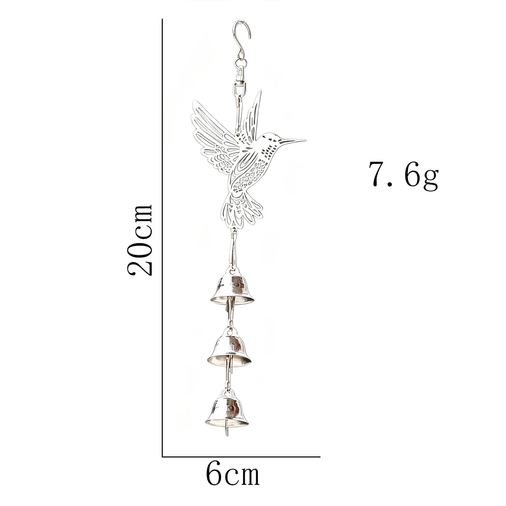 Hummingbird Triple Bell Moon Phase Celtic Knot Hexagram Metal Wind Chime Ornament Glass Crystal Bead Pendant Balcony Porch Decor
