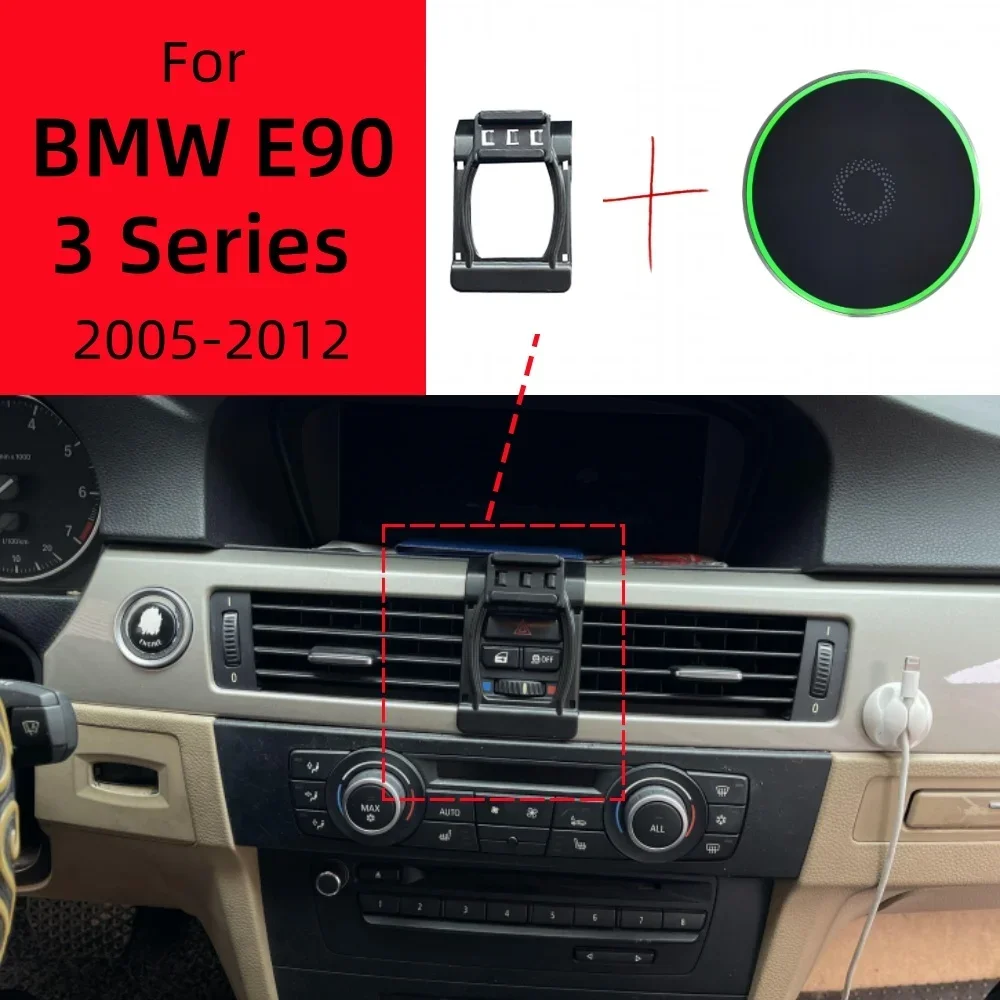 Magnetic Car Phone Holder For BMW 3 Series E90 2005-2012 Wireless Charging Special Fixed Bracket Base MagSafe Mount  Anti-Slip