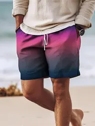 Bañador corto con estampado 3D para hombre, traje de baño de secado rápido con cordón, informal, Hawaiano