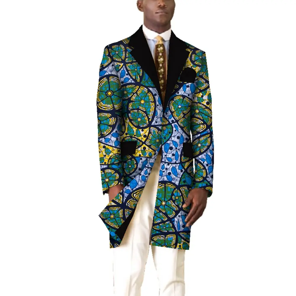 سترة أفريقية جديدة بأكمام طويلة ملابس رجالي أفريقية Dashiki طباعة ملابس رجالية معطف قماش شمع أفريقي مقاس كبير WYN575