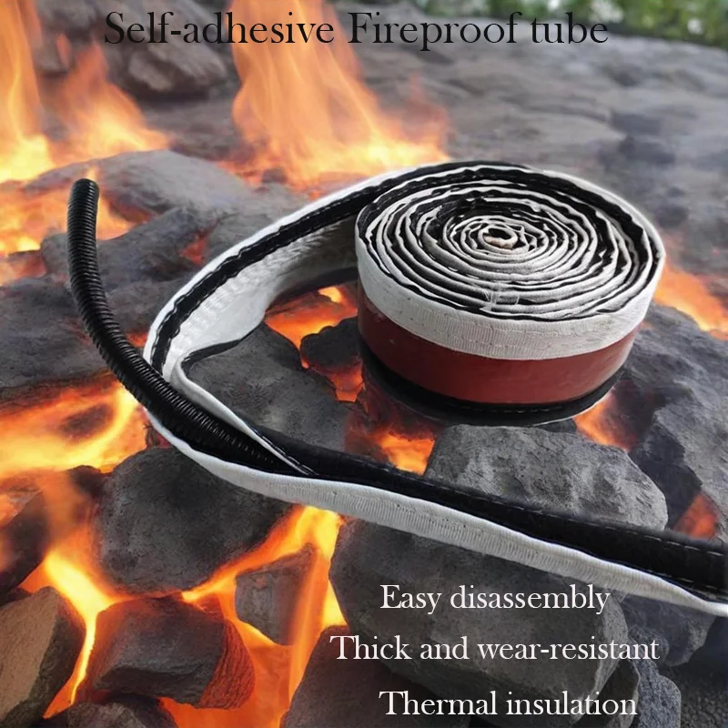 

Velcro detachable high-temperature glass fiber tube, silicone resin coated glass fiber woven fireproof sleeve