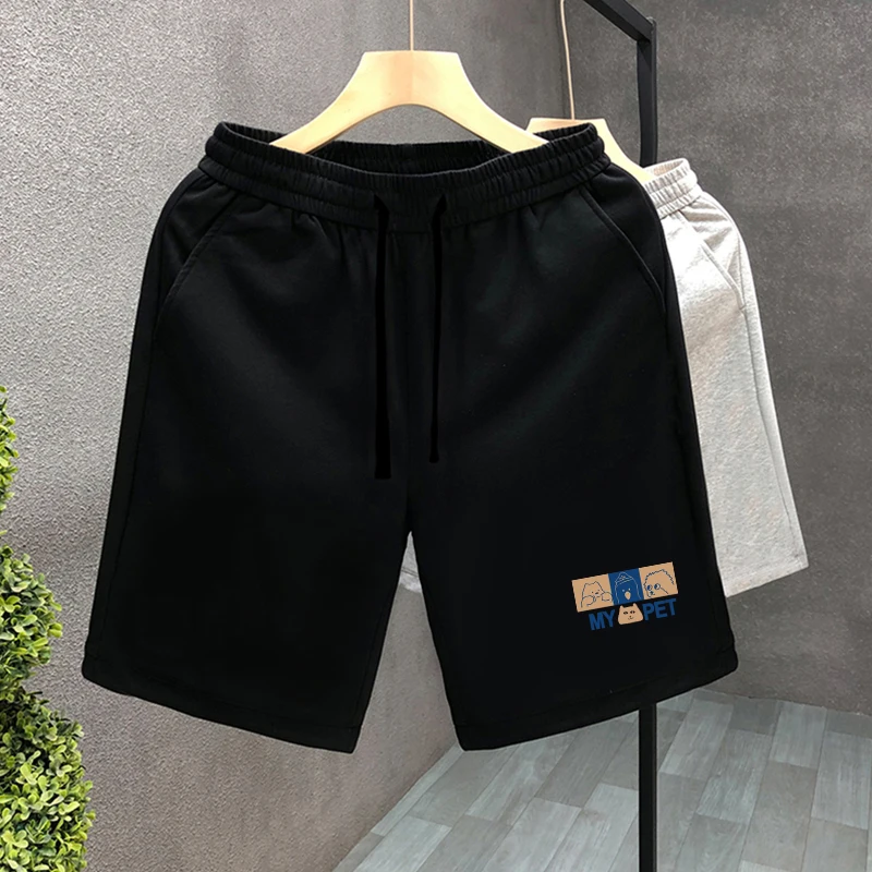 

Мужские летние брюки American Sle, повседневные свободные брюки из чистого хлопка, прямые брюки в стиле ретро, простой дизайн, высокая талия, пять дюймов, L...