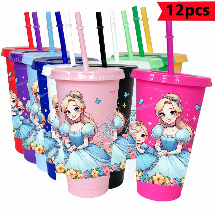 

12pcs/pack Disney Cinderella Princess 26oz multicolor plastic water cup party drinkware birthday/back to school gift