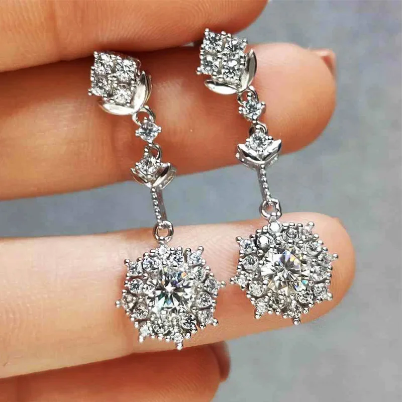 2024  Novel Design Women's Dangle Earrings with CZ High-quality Silver Color Aesthetic Wedding Accessories 2023 Trend Jewelry