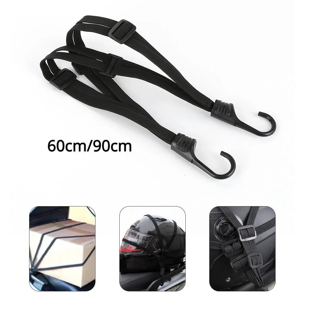 60/90cm Motorcycle Helmet Rope Luggage Elastic Rope, Luggage Helmet Retractable Mesh Elastic Rope Strap with 2 Hooks