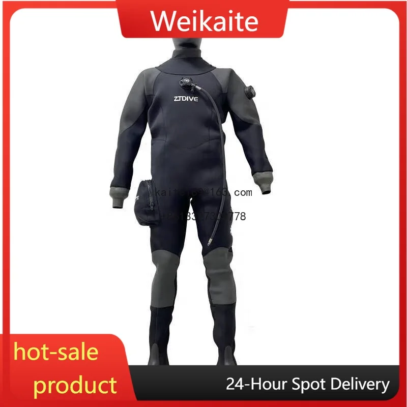 

High Quality OEM 100% Waterproof Suit 7mm Neoprene Liquid Seals Back Zipper Men Scuba Diving Dry Suit Drysuit