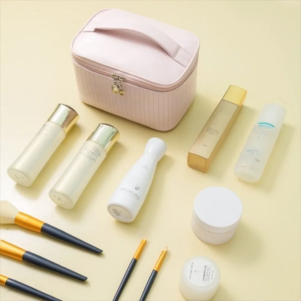 Mehrzweck Reise Waschen Lagerung Tasche Große Kapazität Einfarbig Kuchen Kosmetik Tasche PU Leder Nette Kulturbeutel Organizer Weibliche