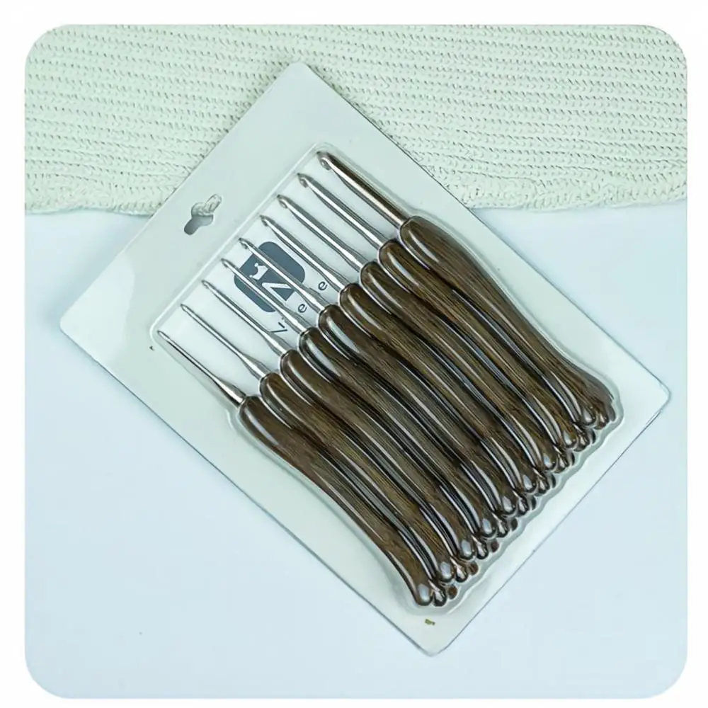 Crochet Hook Set 9Pcs Hand Polished One Cut Aluminum Head ABS Special Shape Handle Wool Yarn Amigurumi Scarf Craft Supplies