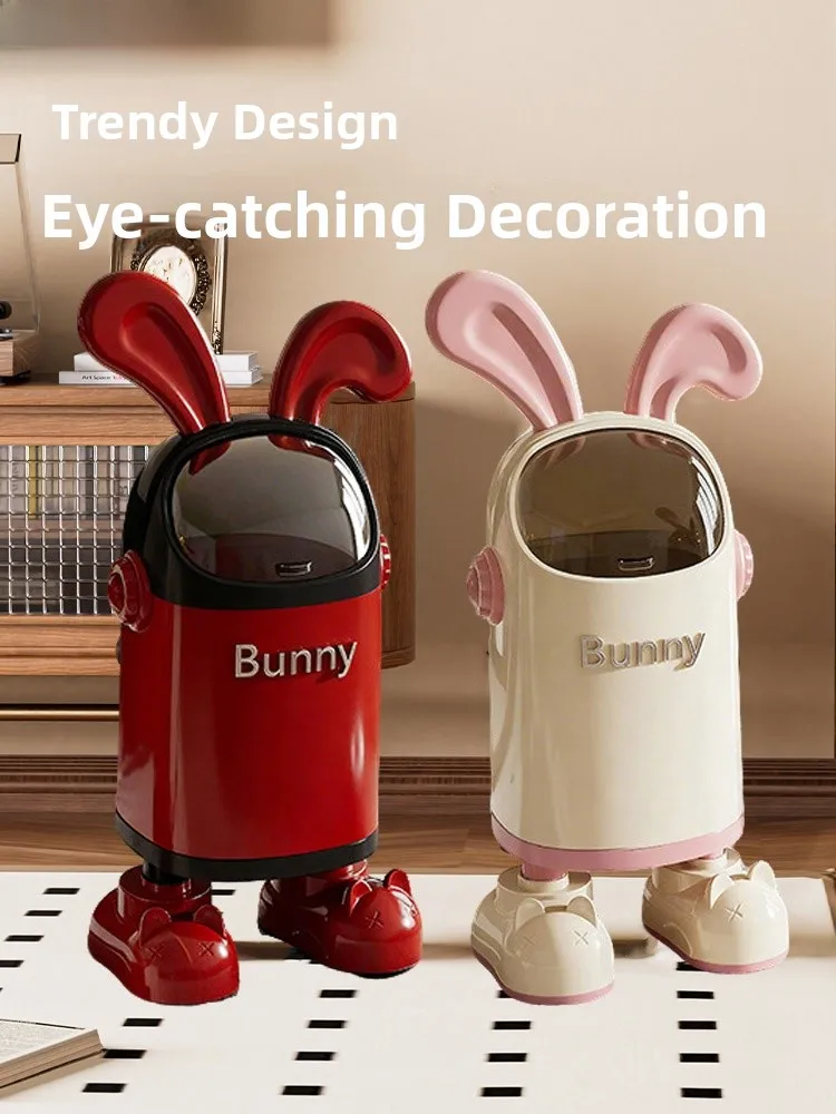 

Large Size High Capacity Indoor Living Room Modern Luxury Home Trash Can Durable Plastic Rabbit Shape Garbage Bin for Family Use