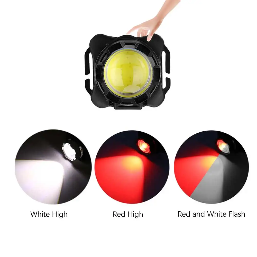 Powerful Headlamp USB Rechargeable Headlight LED Head Light with Built-in Battery Waterproof Head Flash Lamp White Red Lighting