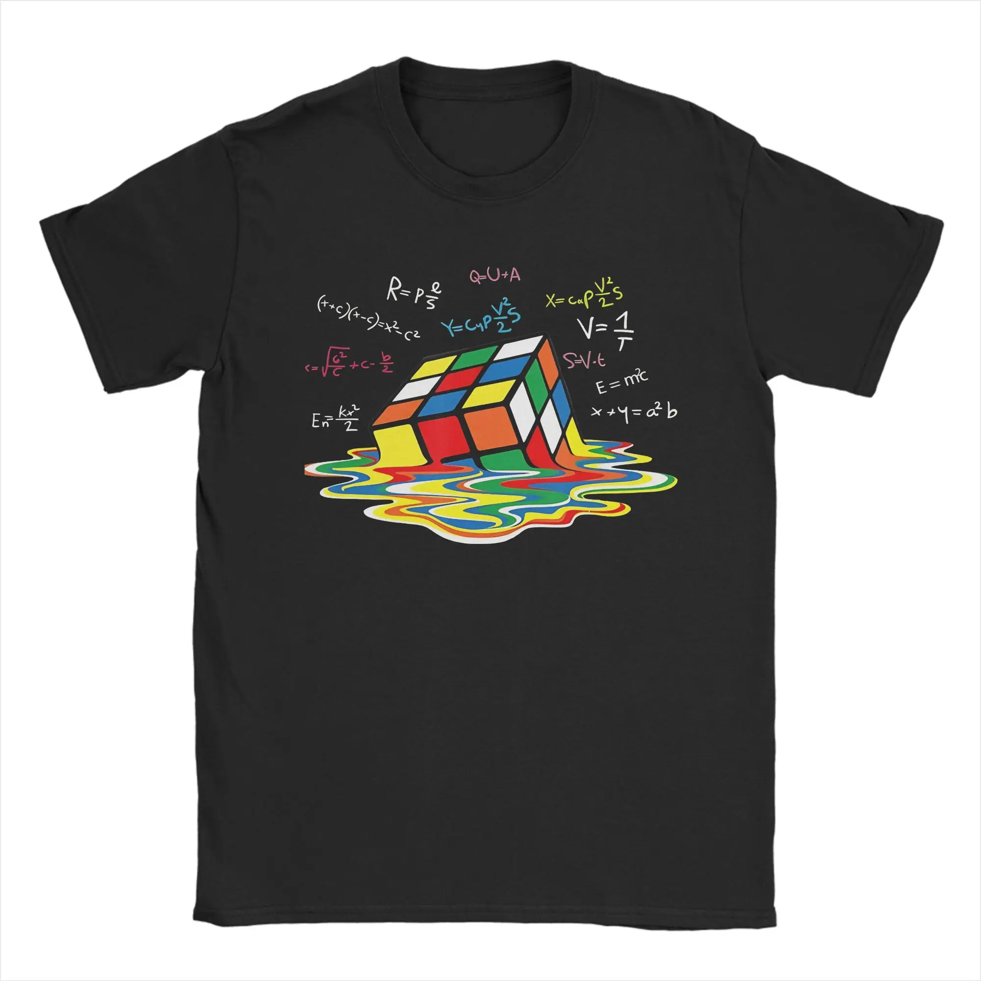 Math Melting Cube Funny Rubix Rubics Player Cube Melt Pure Cotton T Shirt For Men Summer Y2K T-Shirts Tees Big Size Clothing