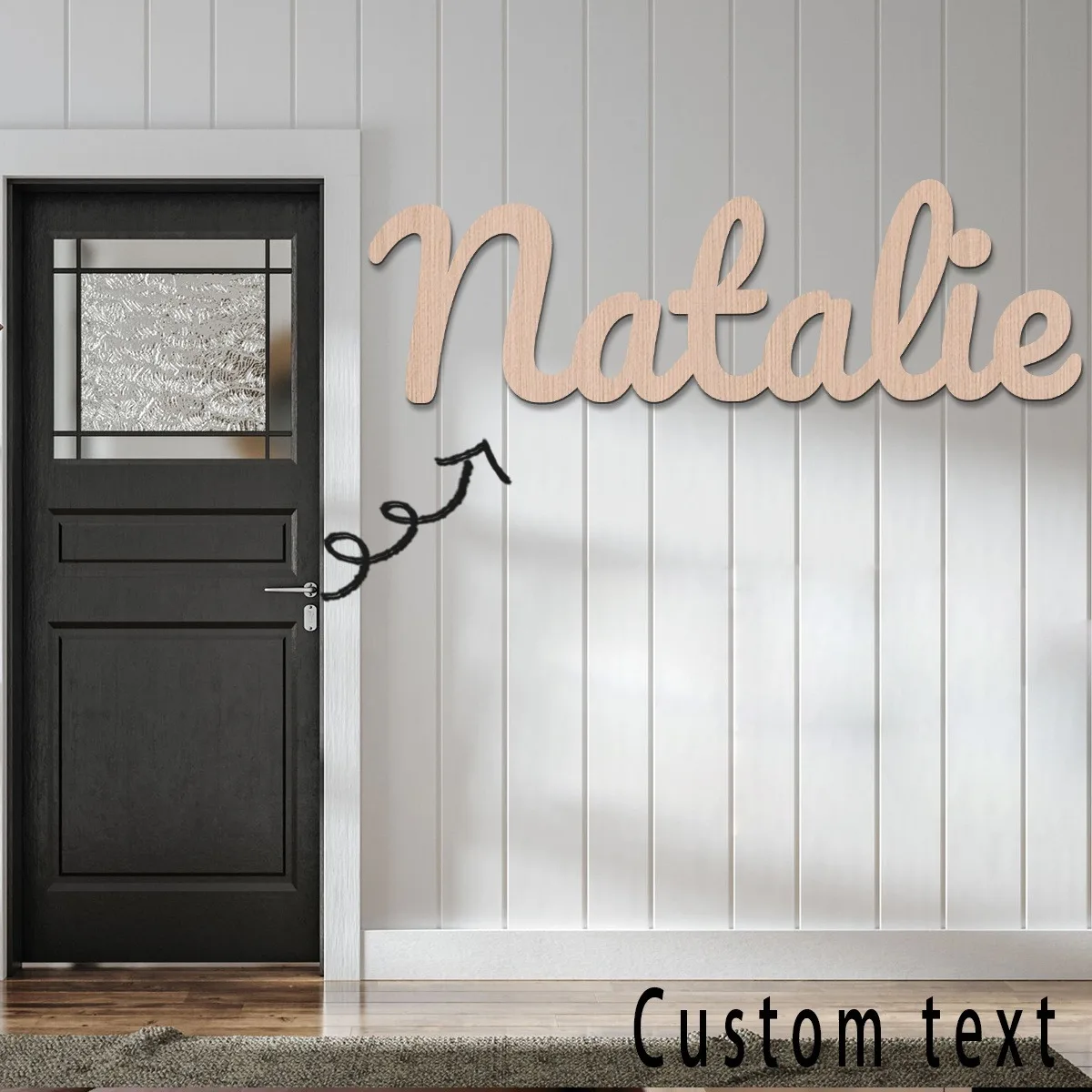 1pc Lovely Natalie example Customized Text Wooden Decor Wood Material Laser-Cut Sign Wall Mounted Decorative Plaque for Bedroom