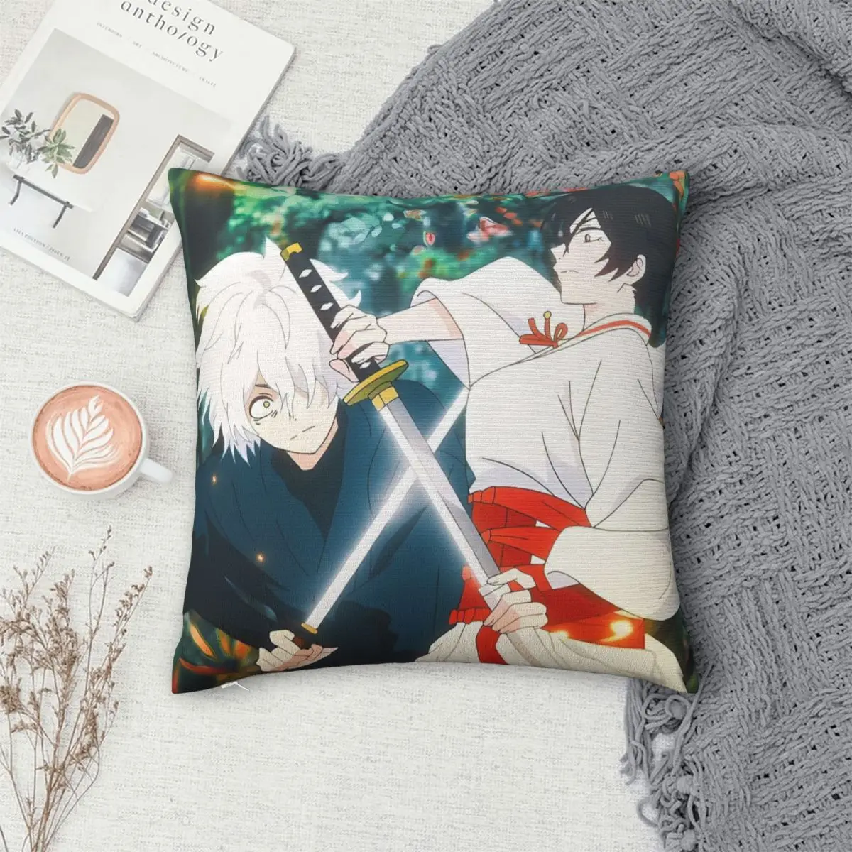 Anime Hells Paradise Jigokuraku Square Pillowcase Cushion Cover Pillow Case Throw Pillow Cover for Home Sofa Living Room