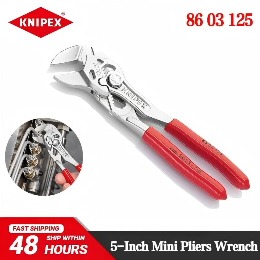 

KNIPEX 86 03 125 5-Inch Mini Pliers Wrench - Chrome Vanadium Steel, Fast Adjust for Pipe Gripping, Pressing & Bending
