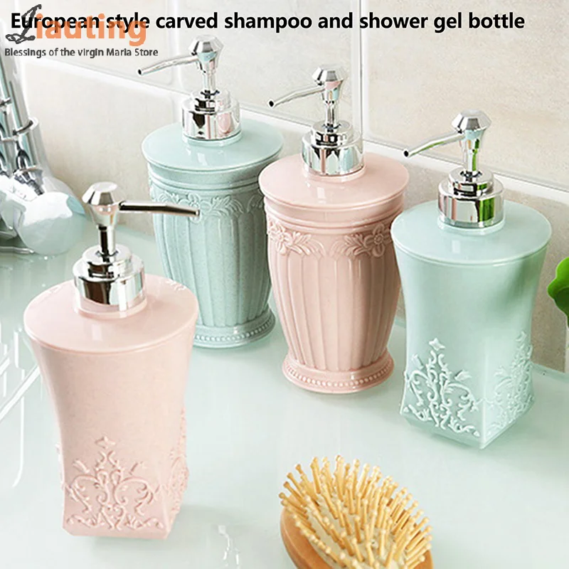 400 مللي الملون منحوتة مضخة فارغة إعادة الملء الحمام شامبو استحمام زجاجات هلام موزع موزع الصابون السائل حمام هلام الصحافة